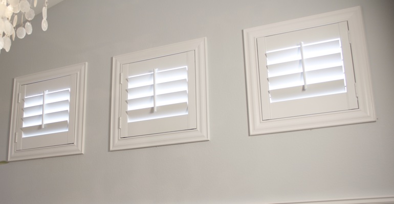 Shutters on small windows in laundry room
